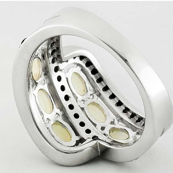 Genuine Honey Opal & Black Spinel Sterling Silver Ring Size 9.5! 😲 Final Price - Picture 7 of 9